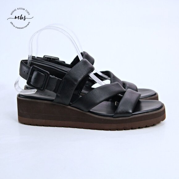Vince Skylar Strappy Slingback Wedge Platform Sandals Black Women US 9 EU 39 - Picture 1 of 13